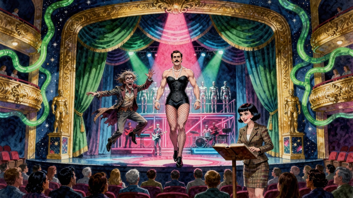 Watercolour of The Rocky Horror Show at Studio 54